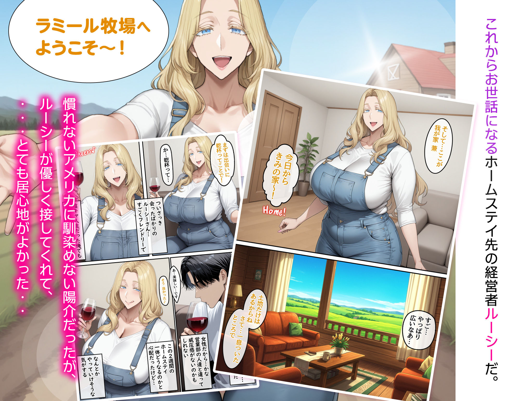 ホームステイ先の爆乳ブロンド美女に雌牛コスで誘惑されてイチャラブ種付け生活 画像4
