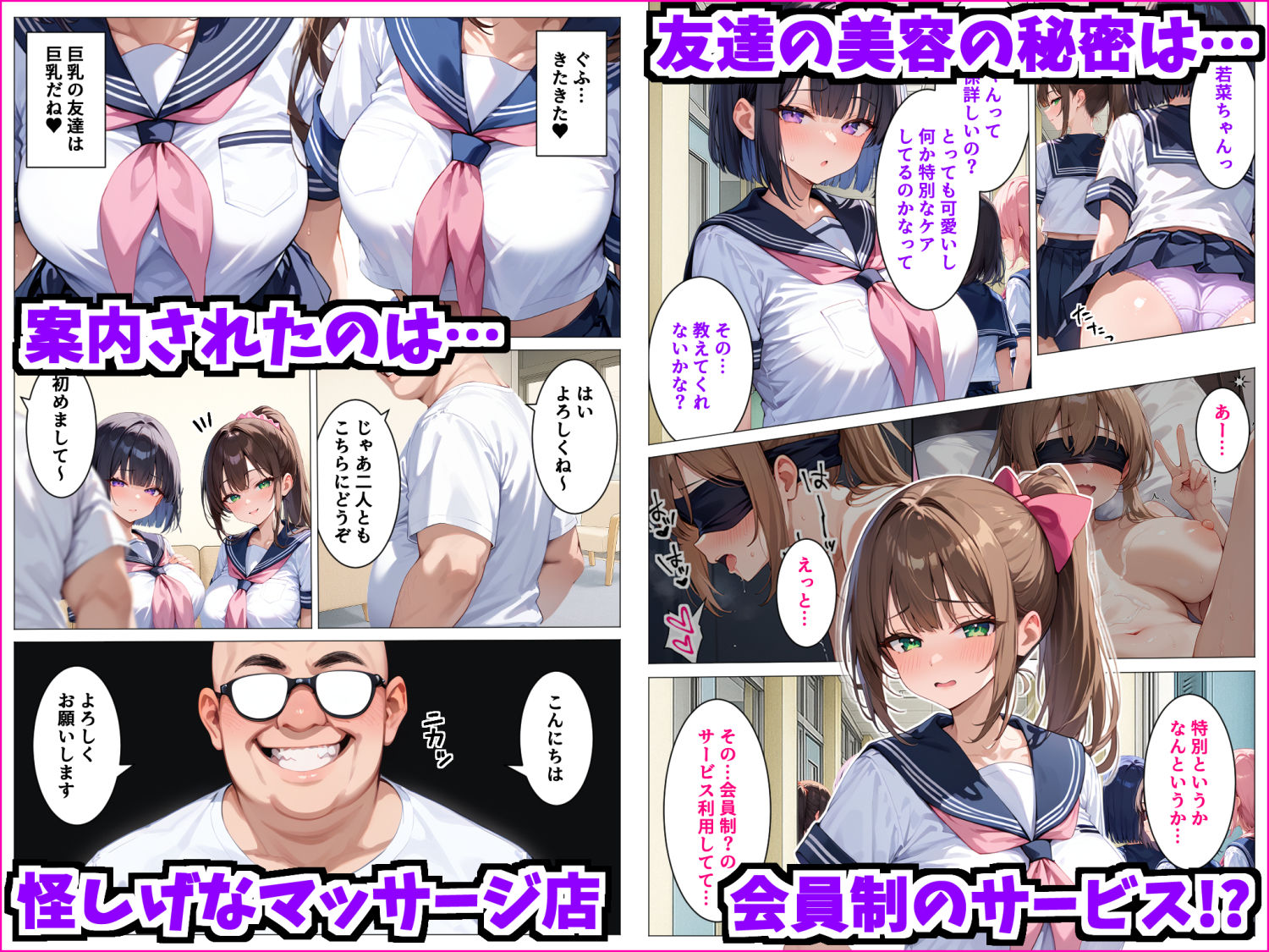 インチキマッサージ師とデカパイJKちゃんたち 画像1
